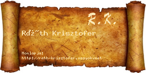 Ráth Krisztofer névjegykártya
